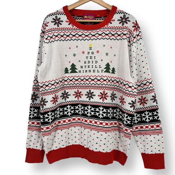 Jeffrey Epstein Didn't Kill Himself Ugly Christmas Sweater Mens Size XL - Picture 1 of 5